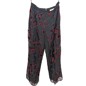 Vintage J.R Nites Sheer Mesh with Velour Floral Woman's Pants size 8